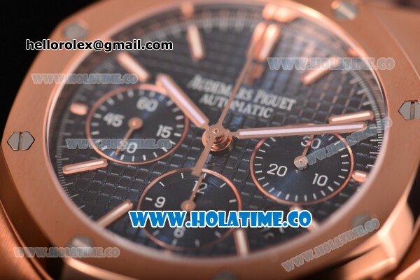 Audemars Piguet Royal Oak Chrono 41MM Swiss Valjoux 7750 Automatic Full Rose Gold with Blue Dial and Stick Markers (EF) - Click Image to Close